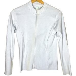 VTG Shu Shu Full Zip Ribbed Cardigan Sweater in Baby Blue Size Small